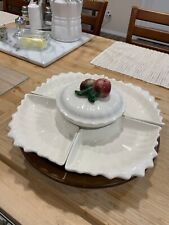 VTG MID CENTURY CERAMIC PAINTED CALIFORNIA APPETIZER SPINNING SERVING DISH picture