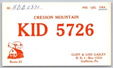 QSL Card Cresson Mountain Gallitzin PA KID 5726 CB Radio Ham C63 picture