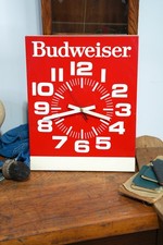 Vintage Budweiser Beer Bar Clock Metal Sign Advertising Store Display picture