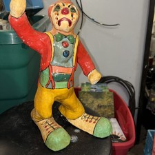 vintage handmade paper mache clown figurine picture