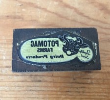 Vtg Potomac Farms Dairy Letterpress Cumberland MD Wooden Printing Block Stamp 2