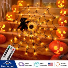 Enchanting 4FT Spider Web Lights - 70 LEDs with Black Spider & Remote Control picture