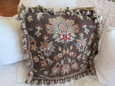 Aubusson style NWOT OLD WORLD RUG Chocolate Needlepoint Pillow Huge Pillow Cvr picture