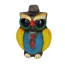 Vintage Handcrafted Colorful Clay Owl Whistle Pendant Figurine Folk Art Mexican picture