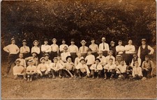 RPPC Men Group Portrait Outdoors with Dog Vintage Postcard 4P24-26 picture