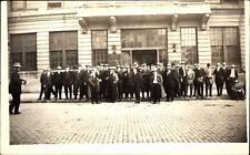 RPPC ~ GE General Electric Lamp Works office ~ workers men out front 1904-1918 picture