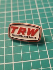 Vtg TRW Performance Parts USA Made White Plastic Lapel Pin picture