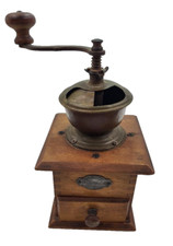 ANTIQUE LEINBROCK'S IDEAL HAND CRANK COFFEE GRINDER WOOD, BRASS picture