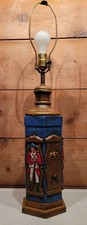Vintage Colonial Soldier Figural Table Lamp Revolutionary War-Chalkware Lamp picture