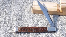 VINTAGE  BOKER USA   ENGRAVED SCROLLED BOLSTER  SINGLE BLADE  FISHTAIL KNIFE picture