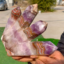2.43LB Natural agate Amethyst symbiosis Multi pointed obelisk crystal healing picture
