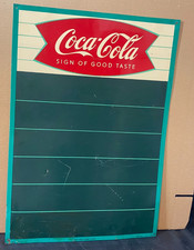 vintage 1950s Coca-Cola vintage metal sign chalkboard 28 x 20 w/ fishtail logo picture
