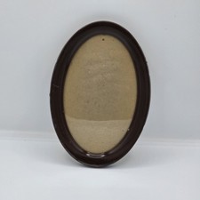 Antique Victorian Oval Metal Frame 4x7 Art Cabinet Photo Tintype Faux Wood Grain picture