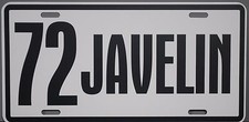 1972 72 JAVELIN METAL LICENSE PLATE AMERICAN MOTORS AMC AMX 390 picture