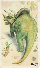 Meiji Dinosaur Card Vintage 21 Triceratops Late Cretaceous Japanese picture