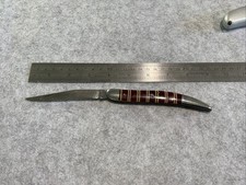 Vintage UK&R Utica Knife & Razor Utica NY Toothpick Candy Stripe Pocket Knife picture