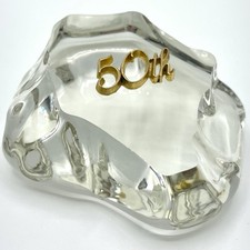 VTG 1986 Gerity Crystal 24K Gold 50th Birthday | Wedding Anniversary Paperweight picture