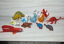 Vintage Plastic Monster Dinosaur Figures Lot of 11 Hong Kong Kaiju Style Toys picture
