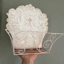 Vintage Metal Wall Mount plant holder Rack cream cottage decor French country  picture