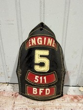 Cairns Leather Fire Helmet Front Firefighter Helmet Engine 5 BFD Antique Fireman picture