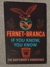 Fernet Bartenders Handshake Metal Sign 12” Argentina Branca Menta Bar Poster picture