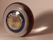 JOHN COOK 2003 vtg studio art glass sculpture copper gold foil blue iridescent picture