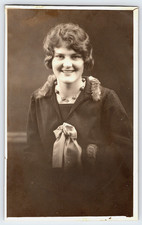 Antique Vintage Real Photo Postcard Portrait Of A Young Woman In Dress picture