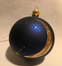 Vintage Christopher Radko Celestial Moon Stars Blue Glass Ornament Whimsigoth picture