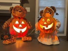 VTG Set of 2 Halloween Lighted Bears approx 9