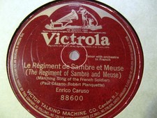 World WAR I Enrico Caruso French LE REGIMENT DE SAMBRE ET MEUSE Victor Record. picture