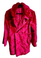 Virginia Slim’s Vintage Faux Fur Coat Fuchsia Pink Halloween Lined Tobacco Brand picture