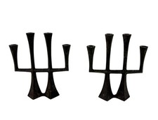 Vintage Pair 1950s/60s Cast Iron Dansk Candelabras attr Jens Quistgaard Denmark picture