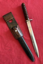 SWISS BAYONET CONVERTED TO A THEATER KNIFE-MAHOGANY GRIP-ORIGINAL SHEATH picture