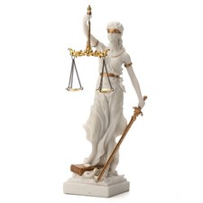 Veronese Design 12 Inch Blind Lady Justice Themis Resin Statue White Gold Finish picture