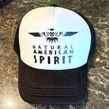 Natural American Spirit Black & White Mesh Trucker Snapback Hat Cap picture