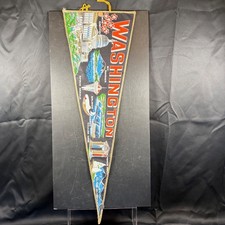 Vintage Washington State Souvenir Pennant Rayon Gold Trim Made in Japan 27 inch picture