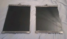 Pair Vintage Stiffel Pewter Black Frames 8x10 Neoclassical Hollywood Regency NR picture