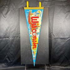 Impko Wisconsin Souvenir Pennant Felt Vintage 1960s State Landmarks Decor 26in picture