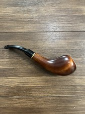 Vintage Unbranded Estate Smoking Pipe Smooth Wood Curved Shank Monogram CJ picture