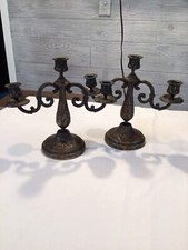Vintage Bronze Candlabra Made In Greece Set of 2 picture