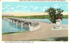Vintage Postcard 1946 Clarks Ferry Bridge To Susquehanna Trail & Penn. Highway picture