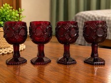 Set of 4 Vintage Avon Ruby Red Glass Shot Glasses picture