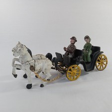 Antique Cast Iron Horse Drawn Carriage Buggy Toy Victorian Edwardian Couple picture