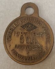 Charles Bruning Co. 50th Anniversary Medal Keychain 1897-1947 Milwaukee Drafting picture