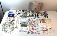 Vintage Estate Junk Drawer Proof Coins Jewelry Cufflinks Knives Stamp Token Lot picture