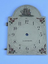 Early Antique Tall Case Clock Painted Wood Dial Grandfather Part picture