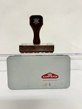 VTG Vanmark Printing Wellsville NY Wood Handle Rubber Stamp Row A W/ Carter Pad picture