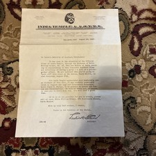 1927 India Temple Shriners A.A.O.N.M.S invitation letter Ok & CA picture