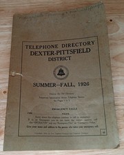 Rare 1926 Dexter Pittsfield Maine Telephone Directory Bell System Rare picture