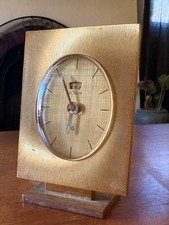 Vintage Jaeger LeCoultre 8-Day Desk Clock Brass Date Window - Running, Swiss picture